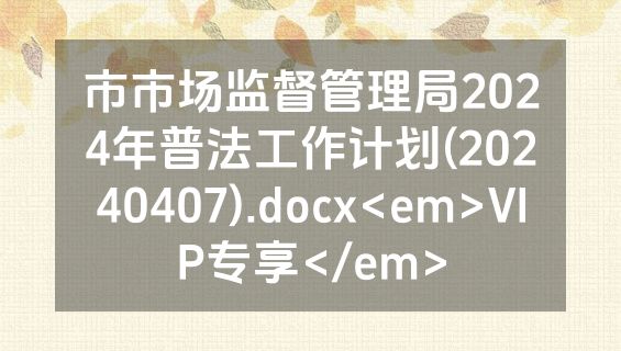 市市场监督管理局2024年普法工作计划(20240407).docx<em>VIP专享</em>