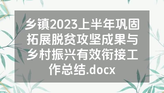 乡镇2023上半年巩固拓展脱贫攻坚成果与乡村振兴有效衔接工作总结.docx