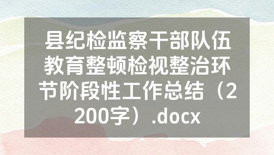 县纪检监察干部队伍教育整顿检视整治环节阶段性工作总结（2200字）.docx