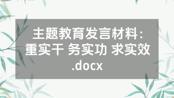 主题教育发言材料：重实干 务实功 求实效.docx