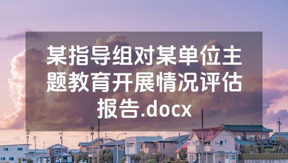 某指导组对某单位主题教育开展情况评估报告.docx