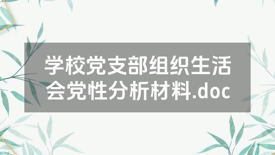 学校党支部组织生活会党性分析材料.doc