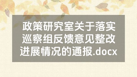 政策研究室关于落实巡察组反馈意见整改进展情况的通报.docx