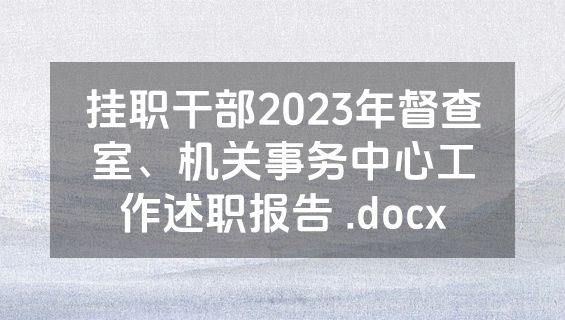 挂职干部2023年督查室、机关事务中心工作述职报告 .docx