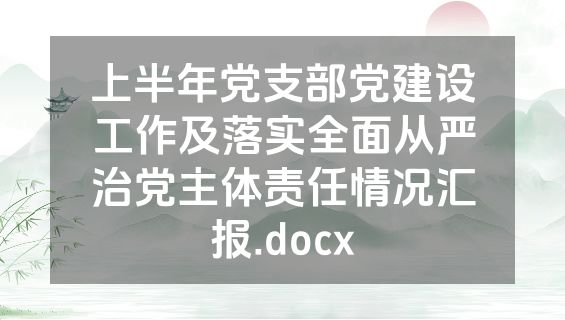 上半年党支部党建设工作及落实全面从严治党主体责任情况汇报.docx