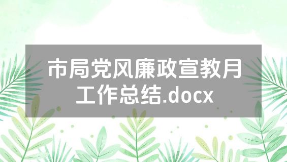 市局党风廉政宣教月工作总结.docx