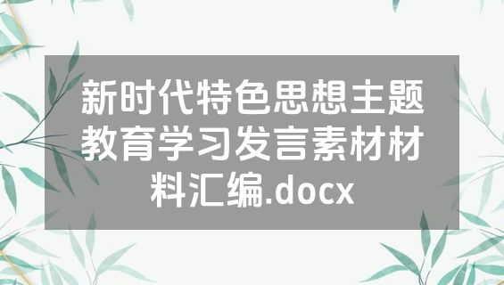新时代特色思想主题教育学习发言素材材料汇编.docx