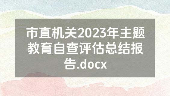 市直机关2023年主题教育自查评估总结报告.docx