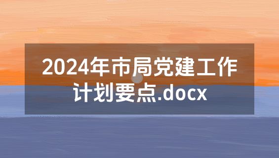 2024年市局党建工作计划要点.docx