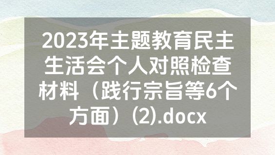 2023年主题教育民主生活会个人对照检查材料（践行宗旨等6个方面）(2).docx