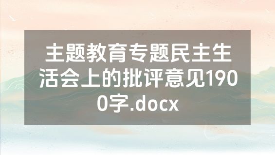 主题教育专题民主生活会上的批评意见1900字.docx