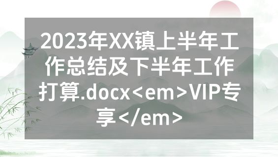 2023年XX镇上半年工作总结及下半年工作打算.docx<em>VIP专享</em>