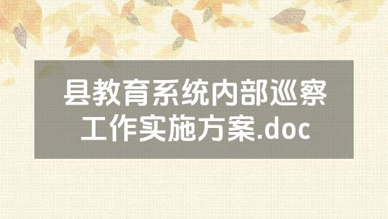 县教育系统内部巡察工作实施方案.doc