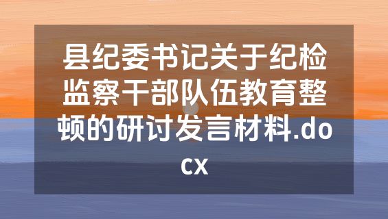 县纪委书记关于纪检监察干部队伍教育整顿的研讨发言材料.docx
