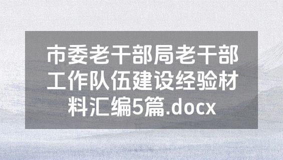市委老干部局老干部工作队伍建设经验材料汇编5篇.docx