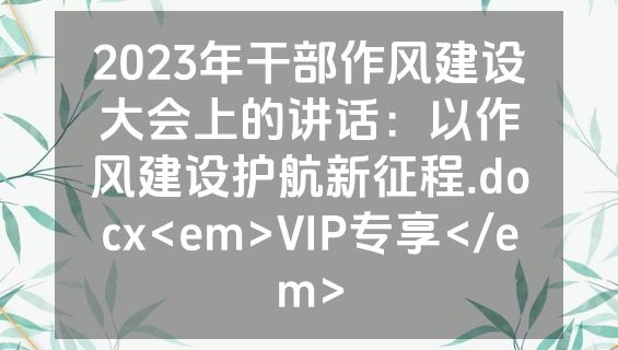 2023年干部作风建设大会上的讲话：以作风建设护航新征程.docx<em>VIP专享</em>