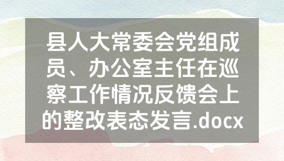 县人大常委会党组成员、办公室主任在巡察工作情况反馈会上的整改表态发言.docx