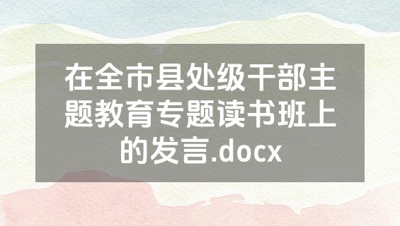 在全市县处级干部主题教育专题读书班上的发言.docx