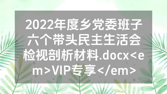 2022年度乡党委班子六个带头民主生活会检视剖析材料.docx<em>VIP专享</em>