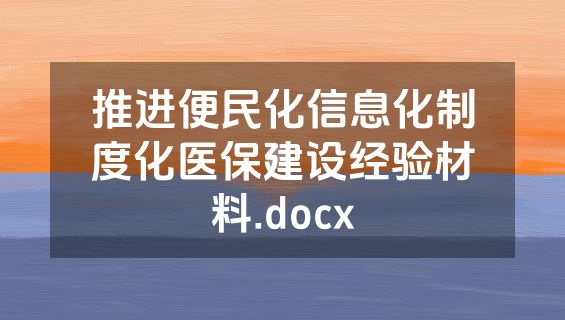 推进便民化信息化制度化医保建设经验材料.docx