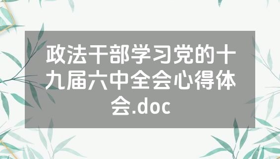 政法干部学习党的十九届六中全会心得体会.doc