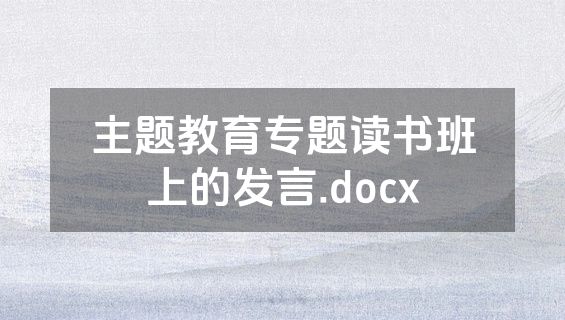 主题教育专题读书班上的发言.docx
