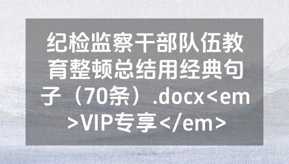 纪检监察干部队伍教育整顿总结用经典句子（70条）.docx<em>VIP专享</em>