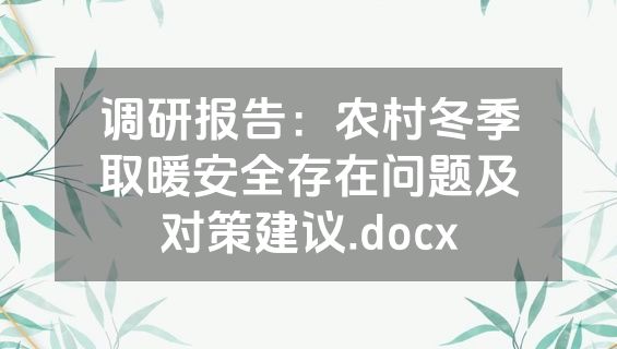 调研报告：农村冬季取暖安全存在问题及对策建议.docx