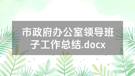 市政府办公室领导班子工作总结.docx