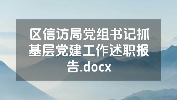 区信访局党组书记抓基层党建工作述职报告.docx