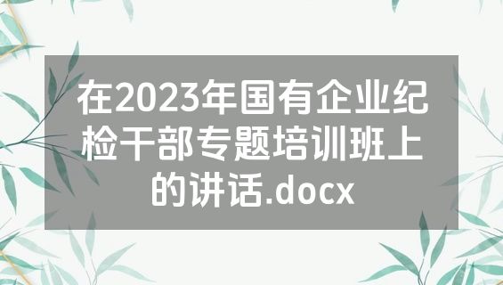 在2023年国有企业纪检干部专题培训班上的讲话.docx