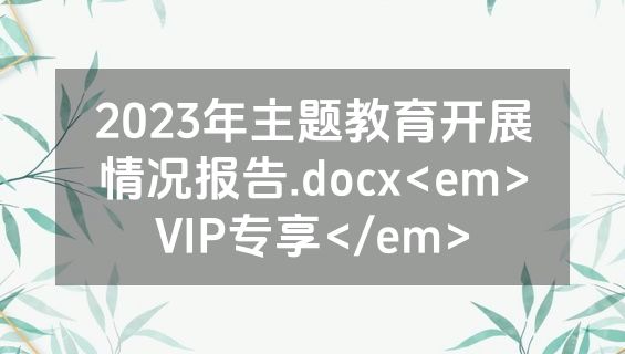 2023年主题教育开展情况报告.docx<em>VIP专享</em>
