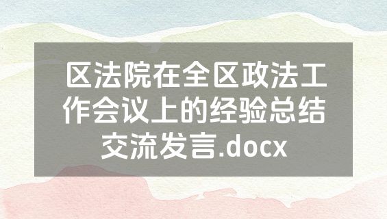 区法院在全区政法工作会议上的经验总结交流发言.docx