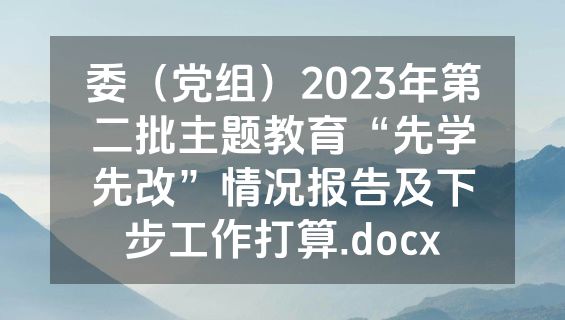 委（党组）2023年第二批主题教育“先学先改”情况报告及下步工作打算.docx