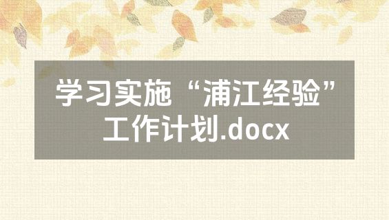 学习实施“浦江经验”工作计划.docx