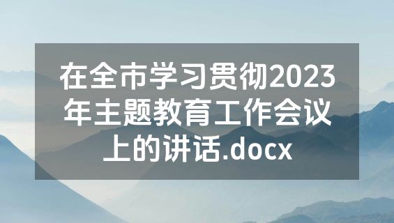 在全市学习贯彻2023年主题教育工作会议上的讲话.docx