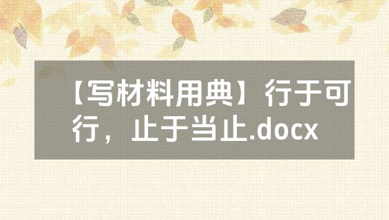 【写材料用典】行于可行，止于当止.docx