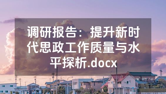 调研报告：提升新时代思政工作质量与水平探析.docx