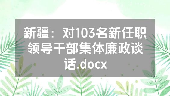 新疆：对103名新任职领导干部集体廉政谈话.docx