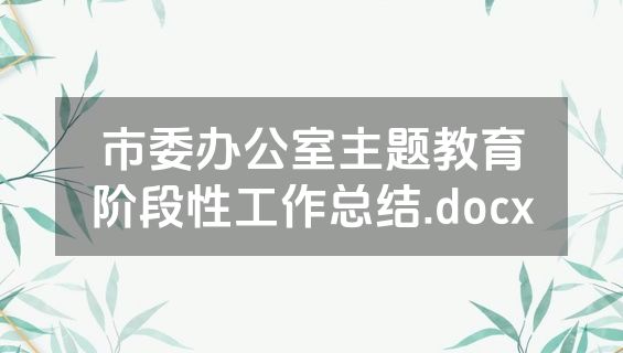 市委办公室主题教育阶段性工作总结.docx