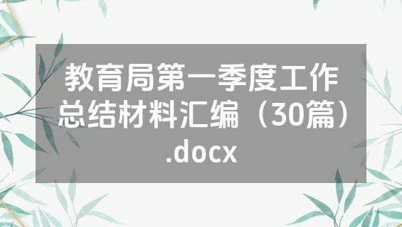 教育局第一季度工作总结材料汇编（30篇）.docx