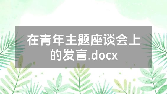在青年主题座谈会上的发言.docx