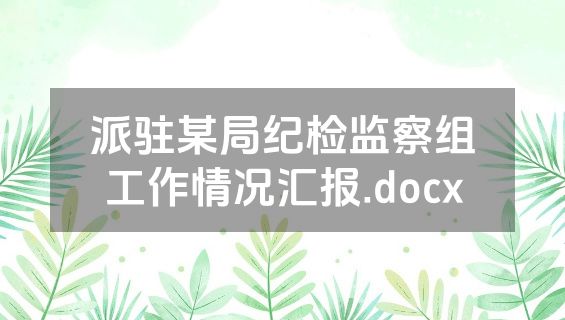派驻某局纪检监察组工作情况汇报.docx