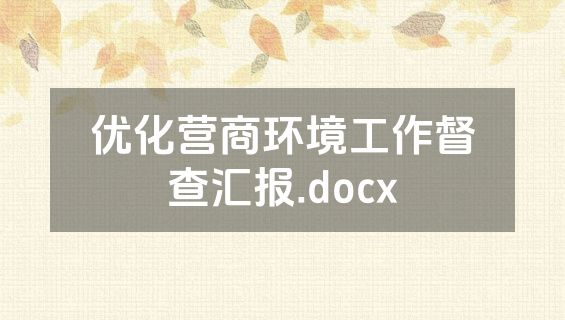 优化营商环境工作督查汇报.docx