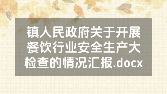 镇人民政府关于开展餐饮行业安全生产大检查的情况汇报.docx