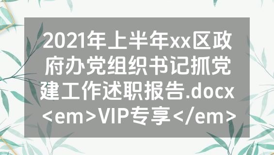 2021年上半年xx区政府办党组织书记抓党建工作述职报告.docx<em>VIP专享</em>