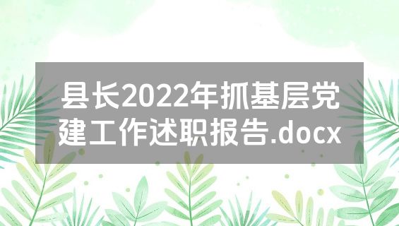 县长2022年抓基层党建工作述职报告.docx
