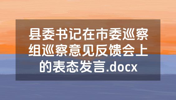 县委书记在市委巡察组巡察意见反馈会上的表态发言.docx