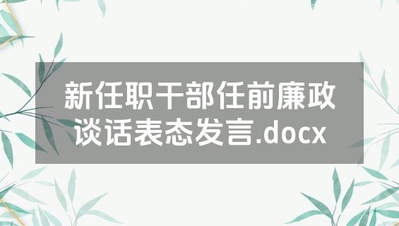 新任职干部任前廉政谈话表态发言.docx