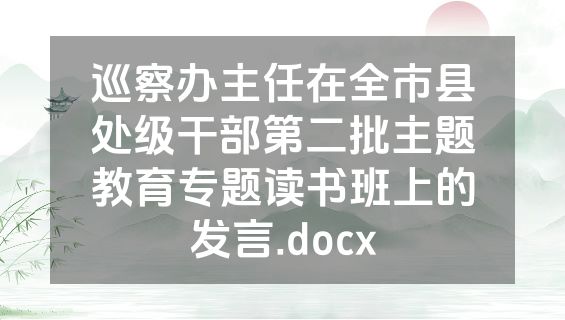 巡察办主任在全市县处级干部第二批主题教育专题读书班上的发言.docx